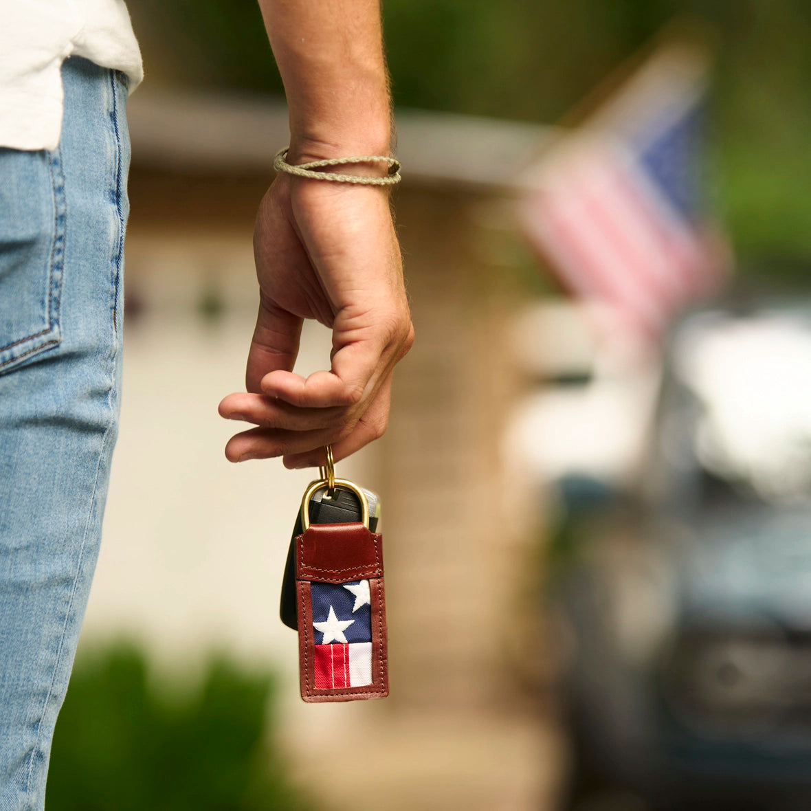 Made in USA leather key ring